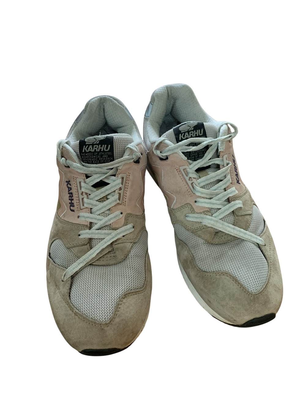 Karhu Unisex Synchron Suede & Mesh Sneakers – Khaki/Light Pink – EU 45 👟